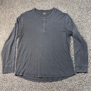 Du/er Men's Long Sleeve Henley Shirt Charcoal Grey 100% Pima Cotton XL